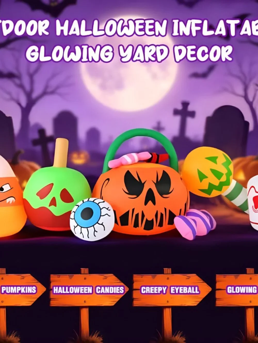 10FT Halloween Inflatables Pumpkin Ghost Combo Decorations